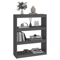 Berkfield Home Book Cabinet/Room Divider Grey 80x30x103.5 cm Solid Wood Pine - thumbnail 3