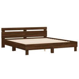 Berkfield Home Bed Frame with LED without Mattress Brown Oak 200x200 cm - thumbnail 6