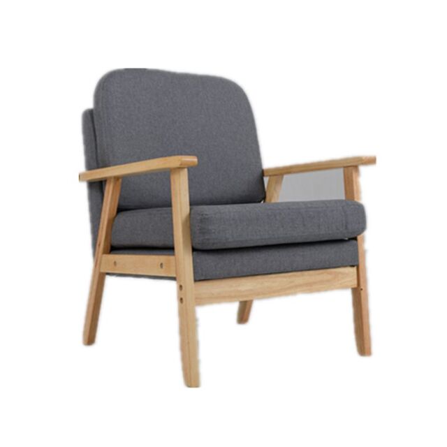 Gymax Mid-Century Accent Chair Upholstered Armchair for Living Room in Grey - image 1