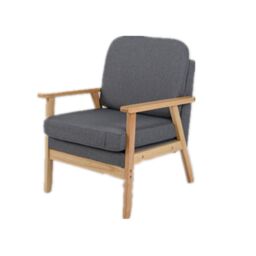 Gymax Mid-Century Accent Chair Upholstered Armchair for Living Room in Grey - thumbnail 2