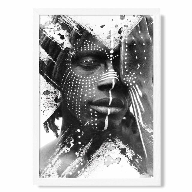 ARTZE Strong Man Fashion Black & White Photo Framed Print SIZE: A3 with White Frame - Size: A4 - image 1