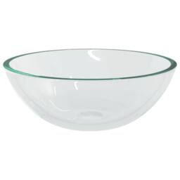 Berkfield Home Modern Basin Glass 50x37x14 cm Transparent in Clear - Size: 50 x 37 x 14 cm - thumbnail 4