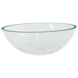 Berkfield Home Modern Basin Glass 50x37x14 cm Transparent in Clear - Size: 50 x 37 x 14 cm - thumbnail 3