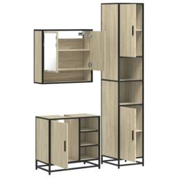 Berkfield Home 3 Piece Bathroom Furniture Set Sonoma Oak Engineered Wood in Tan - thumbnail 8