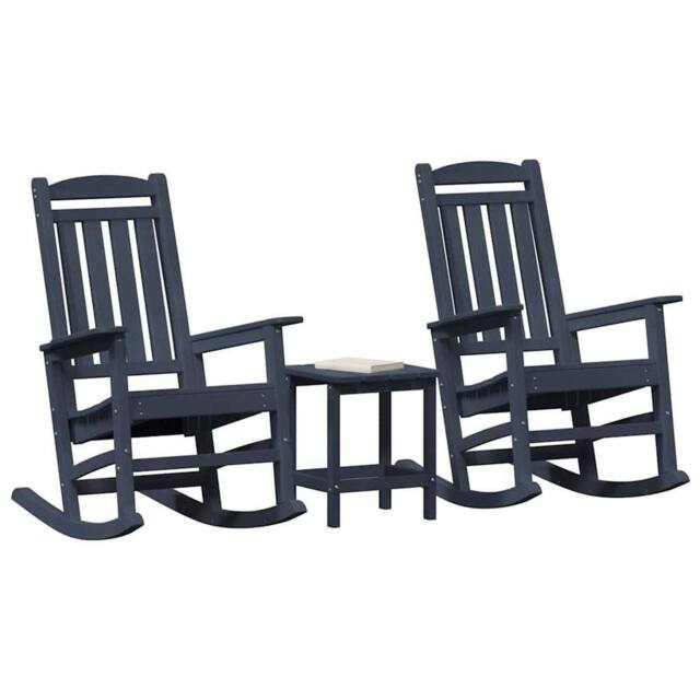 Berkfield Home Modern 3 Piece Garden Lounge Set Navy Blue HDPE - image 1