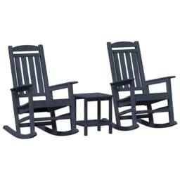 Berkfield Home Modern 3 Piece Garden Lounge Set Navy Blue HDPE - thumbnail 3