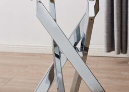 FurnitureboxUK Leonardo Rectangular Glass Console Table with Metal Angled Starburst Legs for Modern Living Room in Silver - thumbnail 4