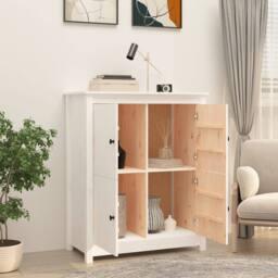 Berkfield Home Sideboard White 83x41.5x100 cm Solid Wood Pine - thumbnail 3