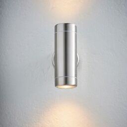 Netlighting Atlantis Outdoor Coastal Wall Up Down Light IP65 7W Marine Grade Brushed Stainless Steel Dimmable IP65 GU10 in Grey - thumbnail 2