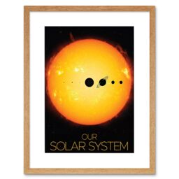 "Artery8 Wall Art Print NASA Our Solar System Planets & Sun Size Comparison Dark Artwork Framed 9X7 Inch in Beige - Size: W7"" x H9""" - thumbnail 1