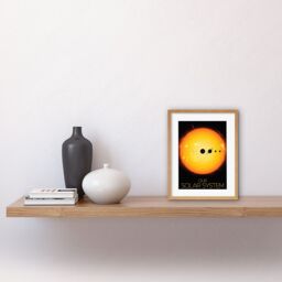 "Artery8 Wall Art Print NASA Our Solar System Planets & Sun Size Comparison Dark Artwork Framed 9X7 Inch in Beige - Size: W7"" x H9""" - thumbnail 2
