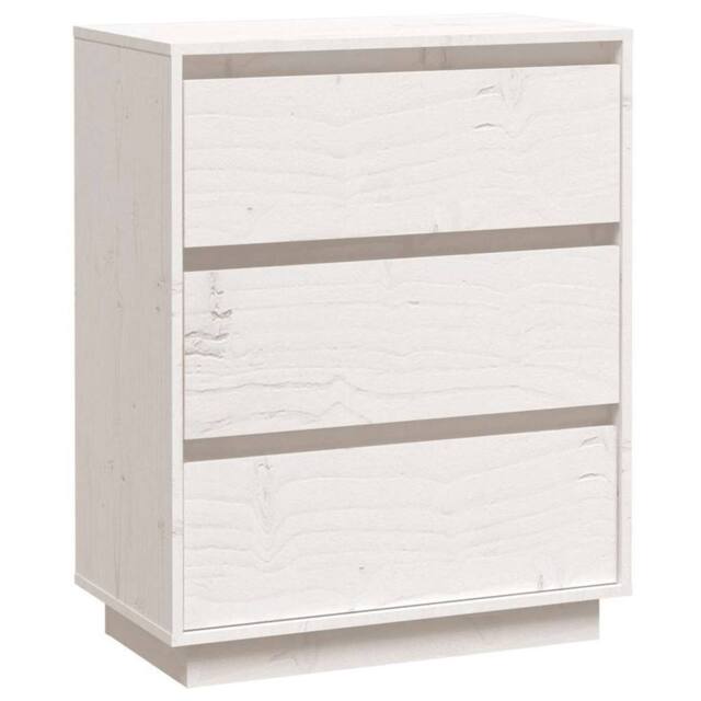Berkfield Home Sideboard White 60x34x75 cm Solid Wood Pine - Size: 60 x 34 x 75 cm - image 1