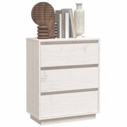 Berkfield Home Sideboard White 60x34x75 cm Solid Wood Pine - Size: 60 x 34 x 75 cm - thumbnail 4