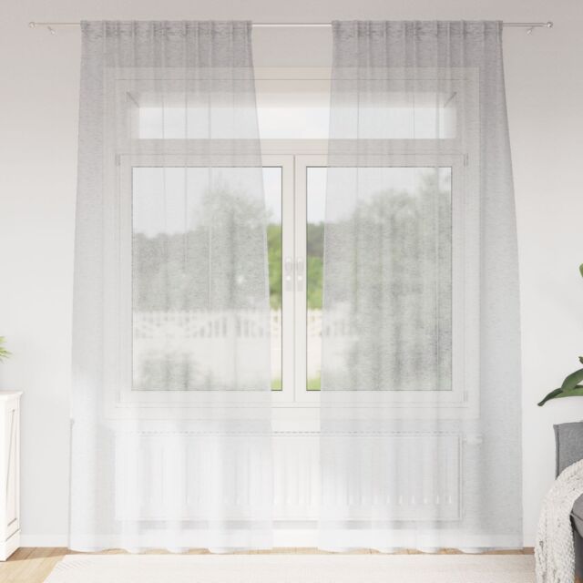 Berkfield Home Curtains with Curtains 2 pcs Light gray 140 x 260 cm Polyester - image 1