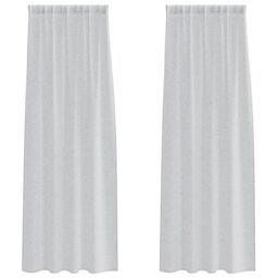 Berkfield Home Curtains with Curtains 2 pcs Light gray 140 x 260 cm Polyester - thumbnail 2