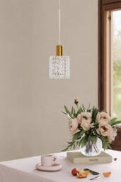 Living and Home Iron Pendant Light with Glass Shade in Gold - thumbnail 4