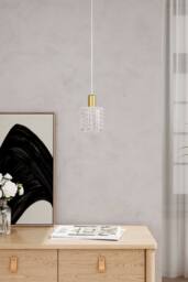 Living and Home Iron Pendant Light with Glass Shade in Gold - thumbnail 2