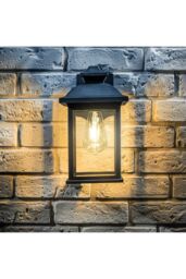 CGC Lighting Lillian Black Rectangle Mounted Outdoor Wall Lantern Light - thumbnail 3