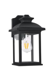 CGC Lighting Lillian Black Rectangle Mounted Outdoor Wall Lantern Light - thumbnail 4
