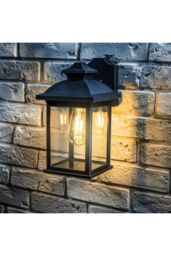 CGC Lighting Lillian Black Rectangle Mounted Outdoor Wall Lantern Light - thumbnail 1