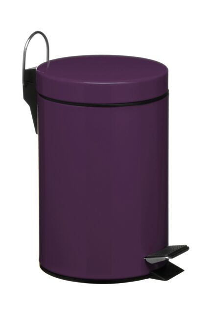 Premier Housewares Stylish Design 3Ltr Turqoise Pedal Bin, Compact Composite Bin For Kitchen, Convenient Bin With Handle in Purple - image 1