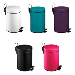 Premier Housewares Stylish Design 3Ltr Turqoise Pedal Bin, Compact Composite Bin For Kitchen, Convenient Bin With Handle in Purple - thumbnail 2