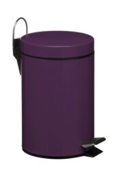 Premier Housewares Stylish Design 3Ltr Turqoise Pedal Bin, Compact Composite Bin For Kitchen, Convenient Bin With Handle in Purple - thumbnail 1