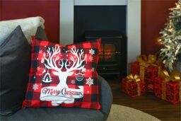 Netagon Happy Christmas Festive Design Christmas Themed Cushion 45X45CM in Red - Size: 45X45 cm - thumbnail 3