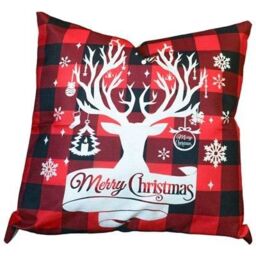 Netagon Happy Christmas Festive Design Christmas Themed Cushion 45X45CM in Red - Size: 45X45 cm