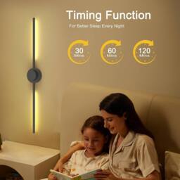 Garwarm Rechargeable LED Wall Sconce Lights Dimmable 3 Colors with Remote in Black - thumbnail 4