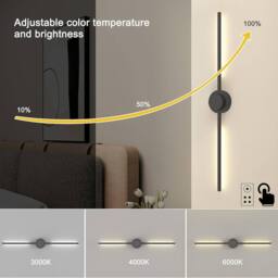 Garwarm Rechargeable LED Wall Sconce Lights Dimmable 3 Colors with Remote in Black - thumbnail 3