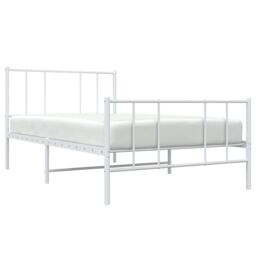 Berkfield Home Metal Bed Frame with Headboard & Footboard White 100x190 cm - thumbnail 3