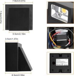 Goeco LED Wall Light, Outdoor/Indoor IP65, 5 W 3000 K, for Garden, Garage in Black - thumbnail 2