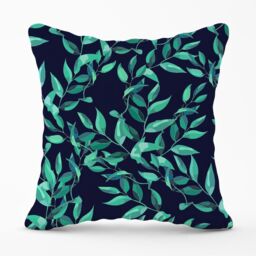 Warren Reed - Designer Delicate Green Foliage Outdoor Cushion in Blue - Size: 45 cm x 45 cm - thumbnail 1