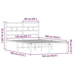 Berkfield Home Metal Bed Frame without Mattress Smoked Oak 135x190 cm Double in Brown - thumbnail 9