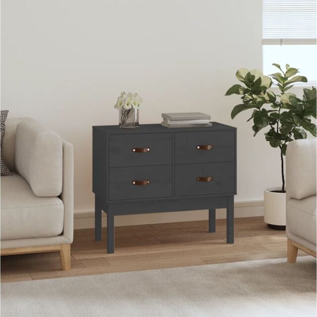 Berkfield Home Console Cabinet Grey 90x40x78 cm Solid Wood Pine - Size: 90 x 40 x 78 cm - image 1
