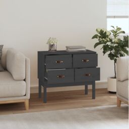 Berkfield Home Console Cabinet Grey 90x40x78 cm Solid Wood Pine - Size: 90 x 40 x 78 cm - thumbnail 6