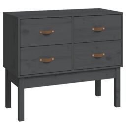 Berkfield Home Console Cabinet Grey 90x40x78 cm Solid Wood Pine - Size: 90 x 40 x 78 cm - thumbnail 2