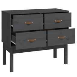 Berkfield Home Console Cabinet Grey 90x40x78 cm Solid Wood Pine - Size: 90 x 40 x 78 cm - thumbnail 4