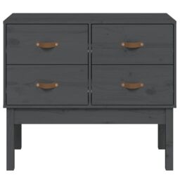 Berkfield Home Console Cabinet Grey 90x40x78 cm Solid Wood Pine - Size: 90 x 40 x 78 cm - thumbnail 3