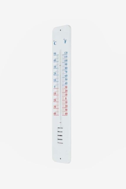 Homescapes Silver Metal Wall Thermometer, 45 cm - image 1