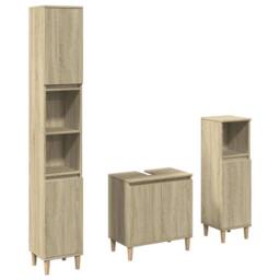 Berkfield Home Durable 3 Piece Bathroom Furniture Set Sonoma Oak Engineered Wood in Light Tan - thumbnail 3