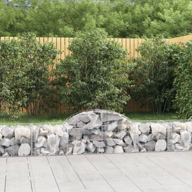 Berkfield Home Arched Gabion Baskets 2 pcs 200x50x40/60 cm Galvanised Iron in Silver - image 1