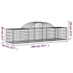 Berkfield Home Arched Gabion Baskets 2 pcs 200x50x40/60 cm Galvanised Iron in Silver - thumbnail 6