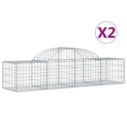 Berkfield Home Arched Gabion Baskets 2 pcs 200x50x40/60 cm Galvanised Iron in Silver - thumbnail 2