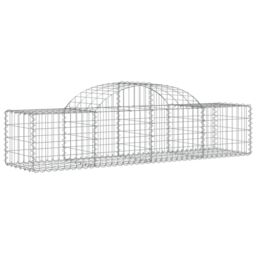Berkfield Home Arched Gabion Baskets 2 pcs 200x50x40/60 cm Galvanised Iron in Silver - thumbnail 3
