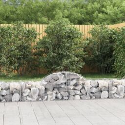 Berkfield Home Arched Gabion Baskets 2 pcs 200x50x40/60 cm Galvanised Iron in Silver - thumbnail 1