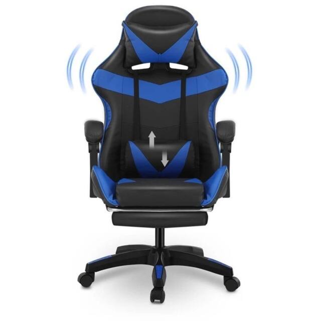 Nordara Gaming Chair PU Leather Sport Racing Lumbar Headrest in Black - Size: 100 cm x 60 cm - image 1