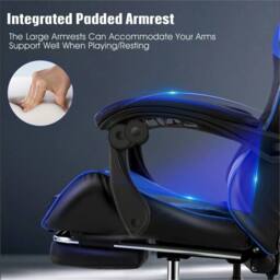 Nordara Gaming Chair PU Leather Sport Racing Lumbar Headrest in Black - Size: 100 cm x 60 cm - thumbnail 7