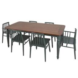 Statement Furniture Queensbury Large Dining Table with Oak Top in Bottle Green - thumbnail 5